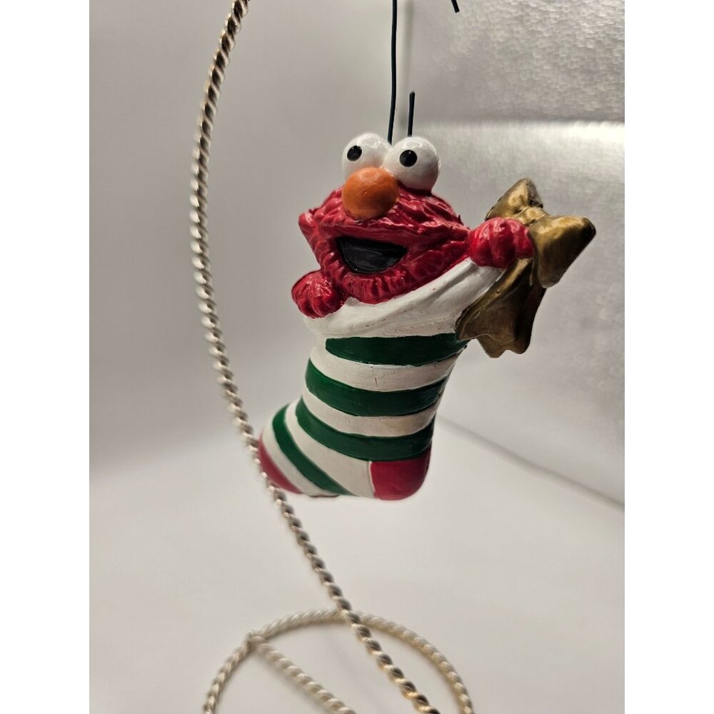 Elmo Holiday Ornament With Stocking & Bow By Jim Henson 1996 Christmas Decoratio - Picture 7 of 7